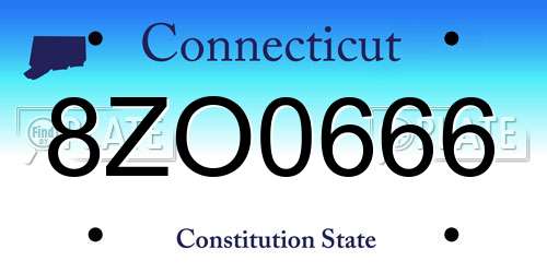 8ZO0666 Connecticut License Plate