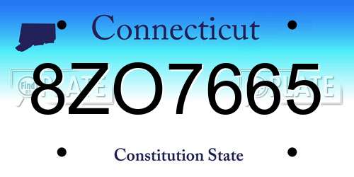 8ZO7665 Connecticut License Plate