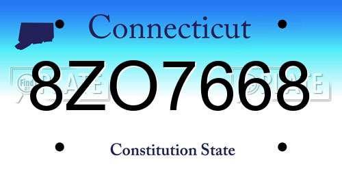 8ZO7668 Connecticut License Plate
