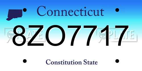 8ZO7717 Connecticut License Plate