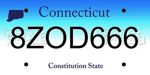 8ZOD666 Connecticut License Plate