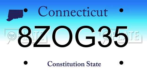 8ZOG35 Connecticut License Plate