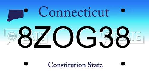 8ZOG38 Connecticut License Plate