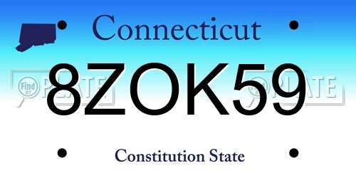 8ZOK59 Connecticut License Plate