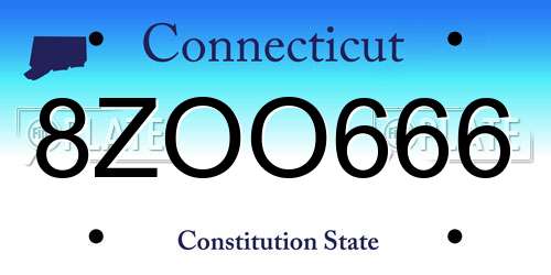 8ZOO666 Connecticut License Plate