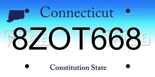 8ZOT668 Connecticut License Plate