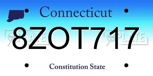 8ZOT717 Connecticut License Plate