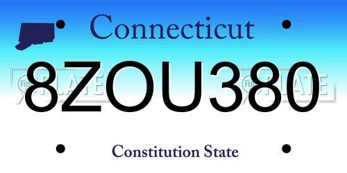 8ZOU380 Connecticut License Plate