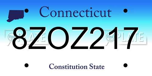 8ZOZ217 Connecticut License Plate