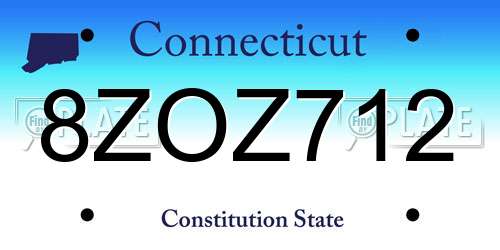 8ZOZ712 Connecticut License Plate