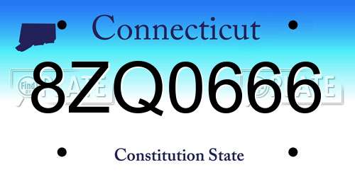 8ZQ0666 Connecticut License Plate