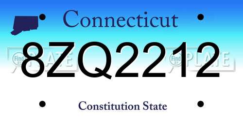 8ZQ2212 Connecticut License Plate