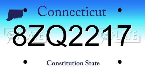 8ZQ2217 Connecticut License Plate
