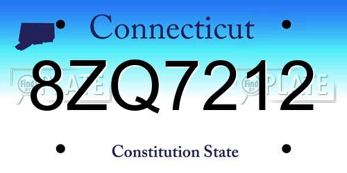 8ZQ7212 Connecticut License Plate