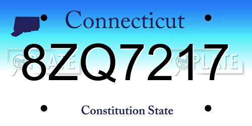 8ZQ7217 Connecticut License Plate