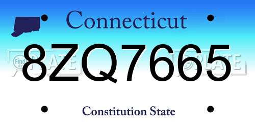 8ZQ7665 Connecticut License Plate