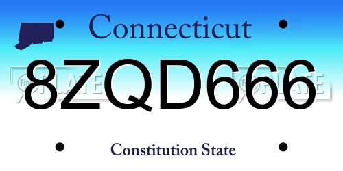 8ZQD666 Connecticut License Plate