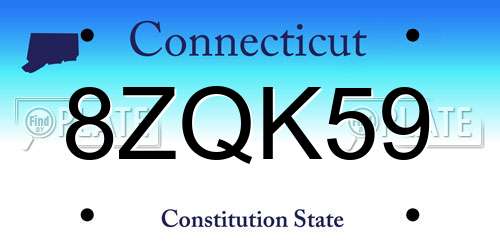 8ZQK59 Connecticut License Plate