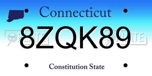 8ZQK89 Connecticut License Plate