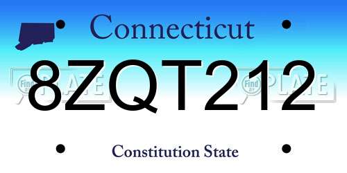 8ZQT212 Connecticut License Plate