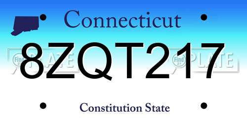 8ZQT217 Connecticut License Plate