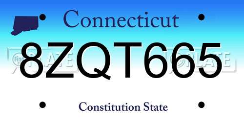 8ZQT665 Connecticut License Plate