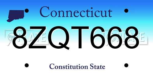 8ZQT668 Connecticut License Plate