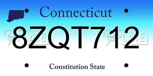 8ZQT712 Connecticut License Plate