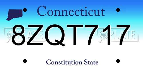 8ZQT717 Connecticut License Plate