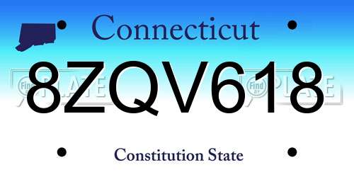 8ZQV618 Connecticut License Plate