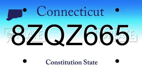 8ZQZ665 Connecticut License Plate