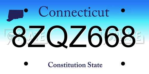 8ZQZ668 Connecticut License Plate