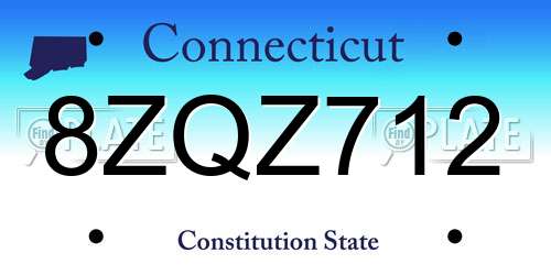 8ZQZ712 Connecticut License Plate
