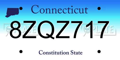 8ZQZ717 Connecticut License Plate