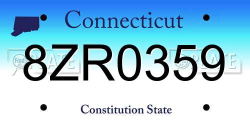 8ZR0359 Connecticut License Plate