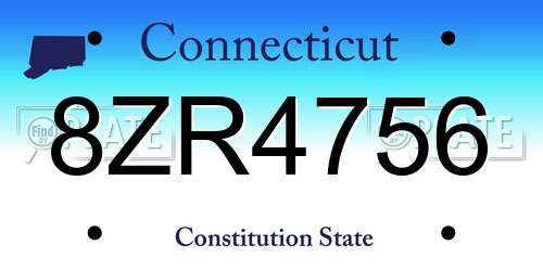 8ZR4756 Connecticut License Plate