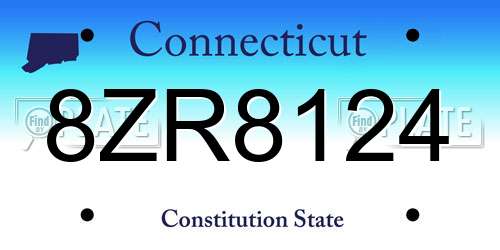 8ZR8124 Connecticut License Plate