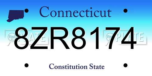 8ZR8174 Connecticut License Plate