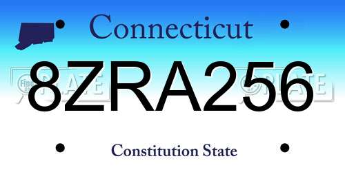 8ZRA256 Connecticut License Plate