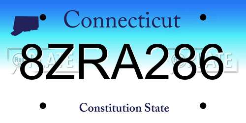 8ZRA286 Connecticut License Plate
