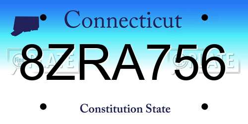 8ZRA756 Connecticut License Plate