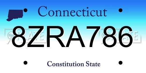 8ZRA786 Connecticut License Plate