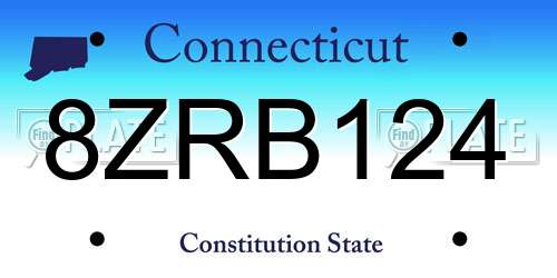8ZRB124 Connecticut License Plate