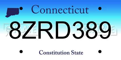 8ZRD389 Connecticut License Plate