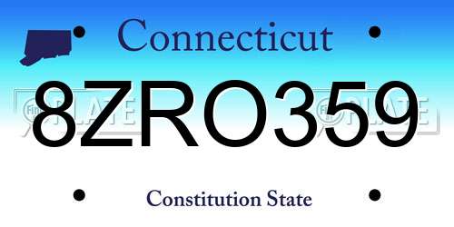 8ZRO359 Connecticut License Plate