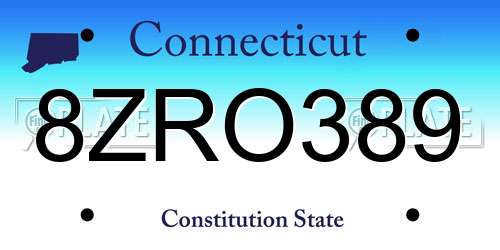 8ZRO389 Connecticut License Plate