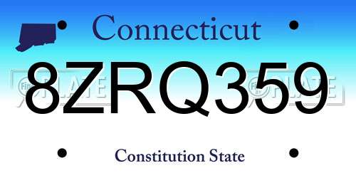 8ZRQ359 Connecticut License Plate