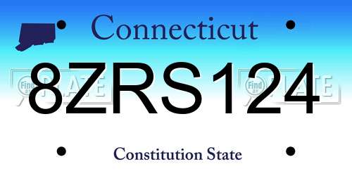 8ZRS124 Connecticut License Plate