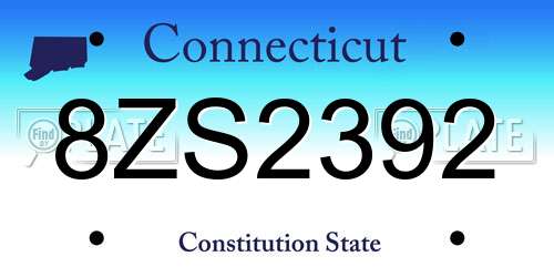 8ZS2392 Connecticut License Plate