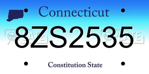 8ZS2535 Connecticut License Plate